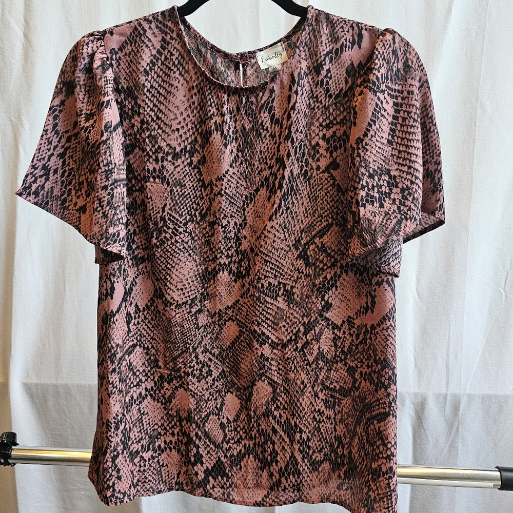 Emberley Pink and Black Snake Print Blouse